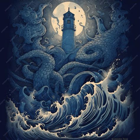 Premium AI Image | a poster for a lighthouse with a lighthouse on the top.