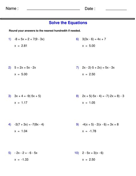 solving equations with variables on both sides Worksheet | Made By Teachers