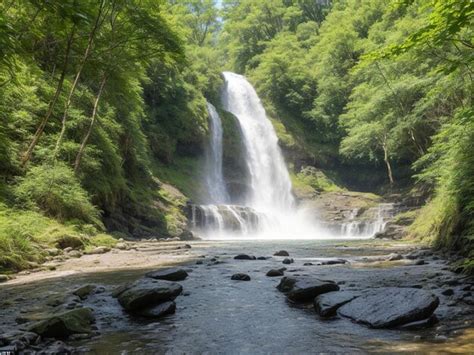 Premium AI Image | Tropical forest waterfall