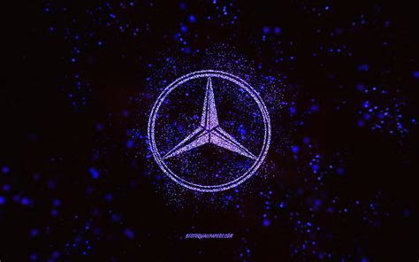 Mercedes-Benz glitter logo, , black background, Mercedes-Benz logo ...