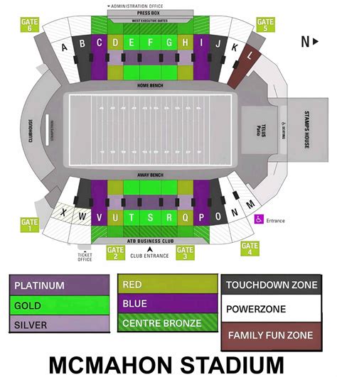 McMahon Stadium Seating Chart with Rows and Seat Numbers 2024