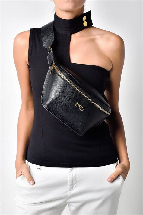 Designer Fanny Pack for Women Black Leather Bum Bag Leather | Etsy