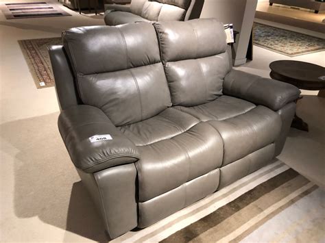 FLEXSTEEL GREY LEATHER POWER RECLINER LOVE SEAT - Able Auctions