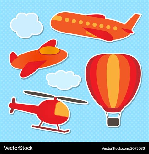 Set of cute colorful aircraft stickers Royalty Free Vector