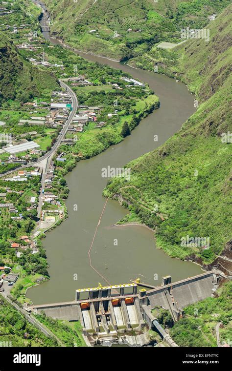 Agoyan Dam Aerial Shot From Full Size Helicopter Tungurahua Province Ecuador Stock Photo - Alamy