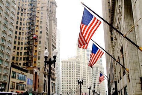 American flags on side of building in city Free stock photos in jpg ...