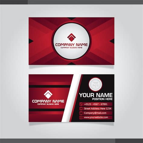 Premium Vector | Red abstract business card template