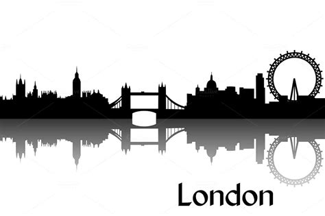 Vector silhouette of London | London skyline silhouette, London ...