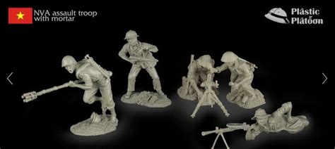 1/32 Figure PLASTIC PLATOON VIETNAM WAR NVA INFANTRY MORTAR WITH CREW