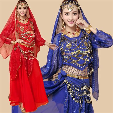 Oriental Bollywood Indian Belly Dance Costumes 7PCS/Set Women Dancing ...