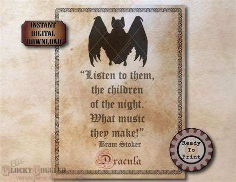 DRACULA Bram Stoker Bat Quote Printable JPG Spooky Party Decoration Aged Coffee Stain Vintage ...