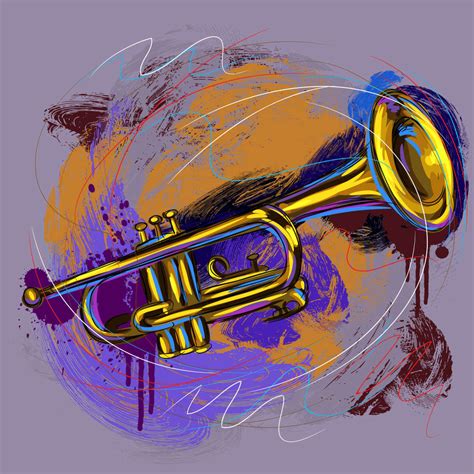 Colorful Trumpet Wall Art | Digital Art