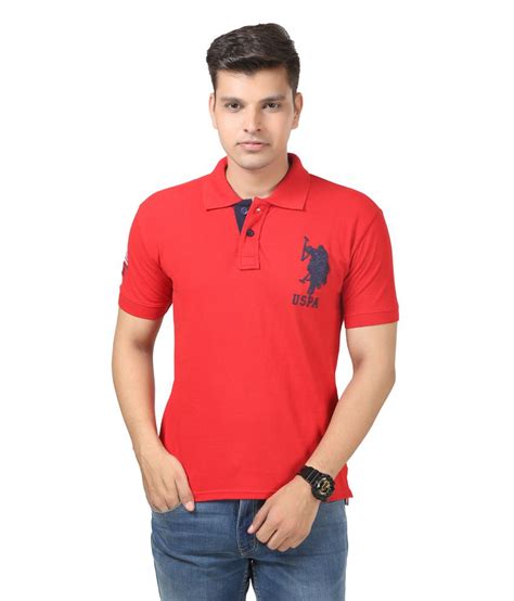 USPA Red Polo Neck Half sleeves T-shirt - Buy USPA Red Polo Neck Half sleeves T-shirt Online at ...