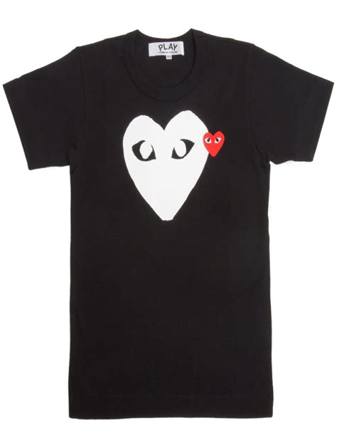 Comme des garçons Play Mens White Heart Logo T-shirt Black in White for Men | Lyst