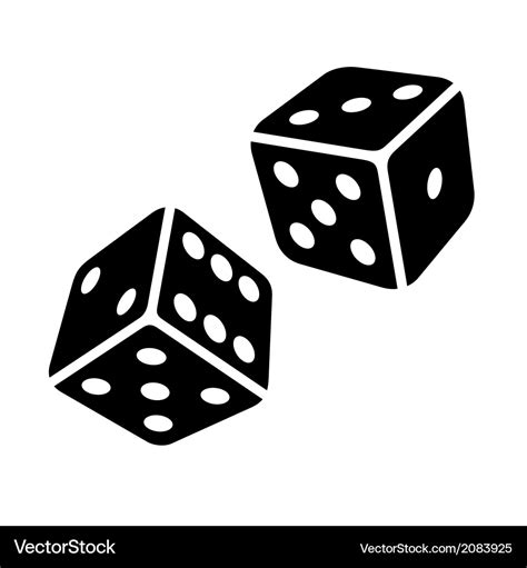 Two black dice cubes on white background Vector Image