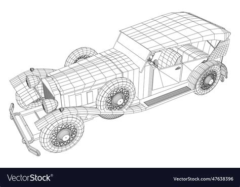 Sketch outline isolated retro car on Royalty Free Vector