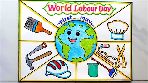 World Labour Day Drawing Easy Steps//World Labour Day Poster Drawing Idea//How to Draw Labour ...