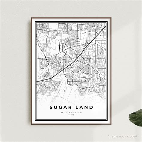 Sugar Land Map Print Sugar Land Street Map Poster Texas | Etsy