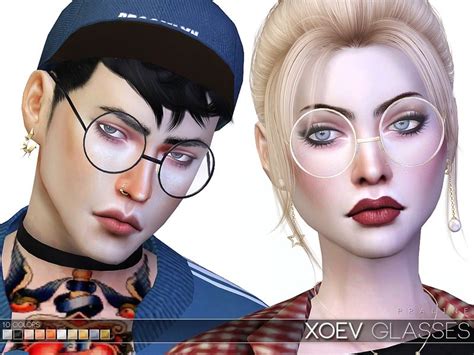 Round glasses in 10 colors, all genders. Found in TSR Category 'Sims 4 Female Glasses' | Sims 4 ...