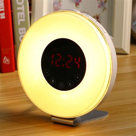 Morning Wake Up Alarm Clock USB Touch Sensor LED Light Smile FM Radio ...