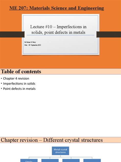 10 - Imperfection in Solids Point Defects in Metals | PDF | Crystal Structure | Crystallographic ...