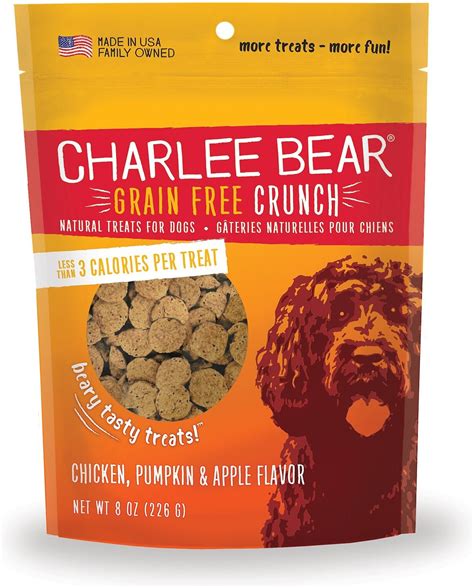 Charlee Bear Natural Bear Crunch Chicken, Pumpkin & Apple Grain-Free Dog Treats, 8-oz bag ...