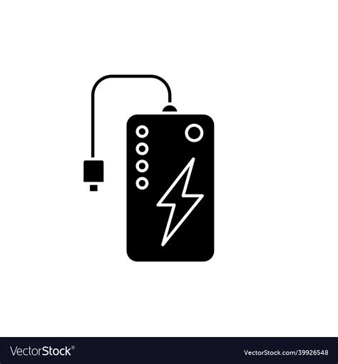 Power bank black glyph icon powerbank portable Vector Image