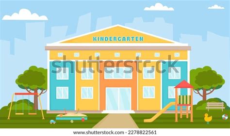 Kindergarten Building Playground Kindergarten Exterior Preschool Stock ...