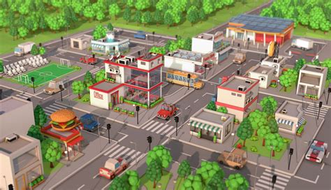 Low Poly City Pack | City cartoon, Cartoon trees, Low poly