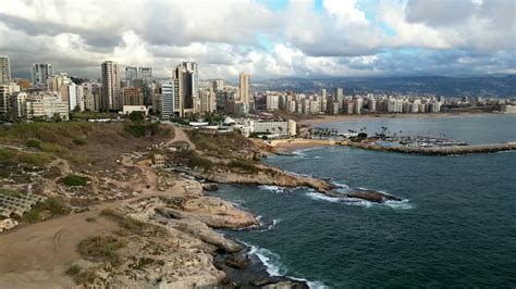 Drone Shot Beirut Beaches On Coastline And Waterfront In Lebanon Free Stock Video Footage ...