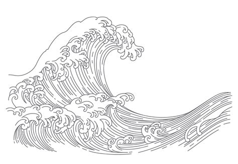 Ocean Wave Drawing Black And White