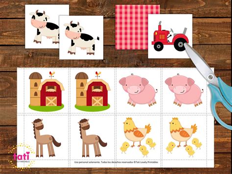 Farm Animals Printable Memory Game Printable Game for | Etsy