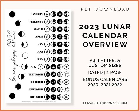 2023 Lunar Calendar A4 Letter and Custom Size Digital - Etsy UK