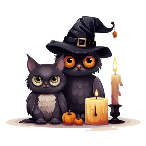 Hình ảnh Nhân Vật Halloween Dễ Thương PNG , Cú đội Mũ Ma Thuật Và Con ...