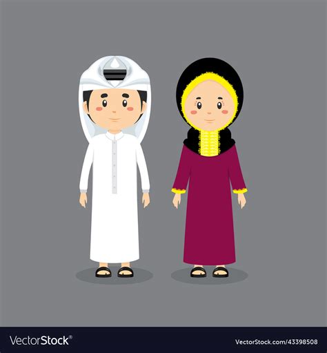 Couple character qatar wearing traditional dress Vector Image