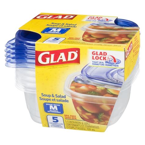 Glad Containers & Lids - Soup & Salad Medium Rectangle 5pk | Whistler ...