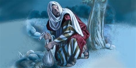 a painting of a person kneeling down next to a tree and holding a bag with something in it