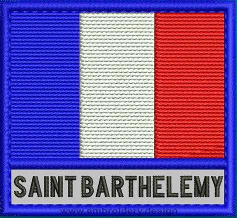 Design embroidery Flag of Saint Barthelemy with Text Caption and Colour Trim by embroidery design