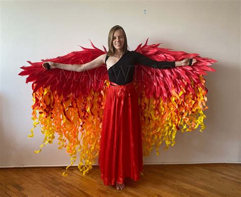 Moveable Phoenix Wings, Flame Wings, Adult Cosplay Costume, Fire Bird Wings, Fire Colors ...