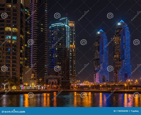 Night View of Dubai Marina, United Arab Emirates Editorial Stock Photo ...