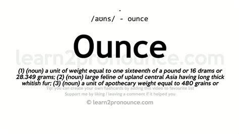 Pronunciation of Ounce | Definition of Ounce - YouTube