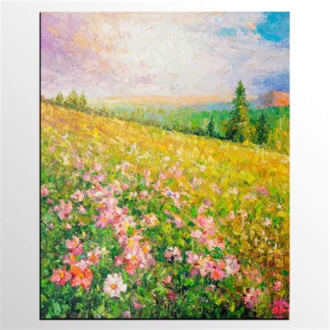 Oil Painting Landscape Spring Flower Field Landscape | Etsy