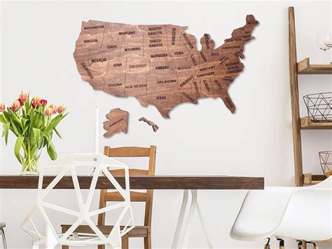 Wood Map of United States Large Wooden Wall Art US Map | Etsy