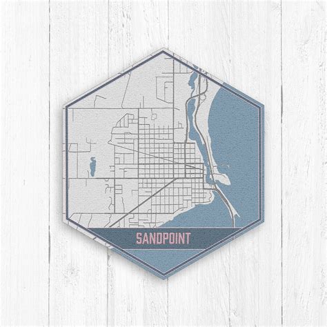 Sandpoint Idaho Street Map Sandpoint Idaho Hexagon Gray and | Etsy