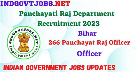 Panchayati Raj Department Bihar Recruitment 2023 – 266 Officer Posts ...