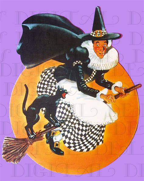 Wonderful Flying Witch. Halloween DIGITAL Download. HALLOWEEN - Etsy