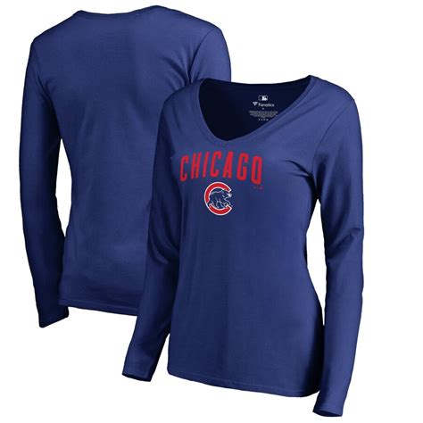 Women's Chicago Cubs Fanatics Branded Royal Team Lockup Slim Fit Long ...