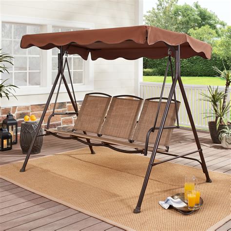 Mainstays Sand Dune Canopy Steel Porch Swing - Brown/Black - Walmart.com - Walmart.com