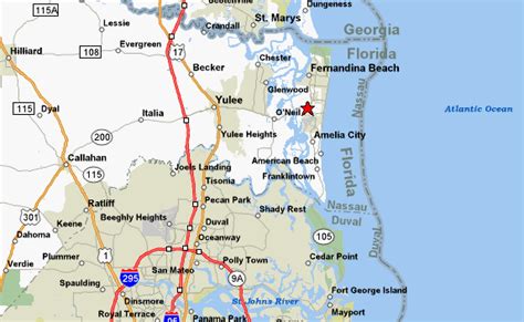 Amelia Island Map - TravelsFinders.Com