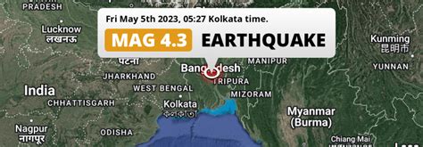 Shallow M4.3 Earthquake hit near Dhaka in Bangladesh on Friday Night.